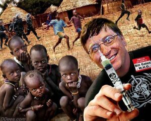 Bill Gates maneggia una siringa in un villaggio africano