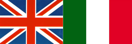 Bandiera britannica e bandiera italiana a confronto