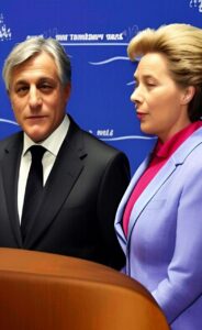Antonio Tajani e Ursula Von der Leyen - AI art