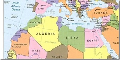 Cartina Politica dell'area del Mediterraneo