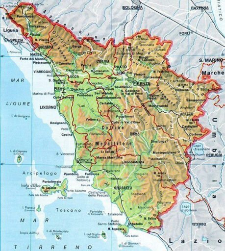 cartina geografica della regione Toscana