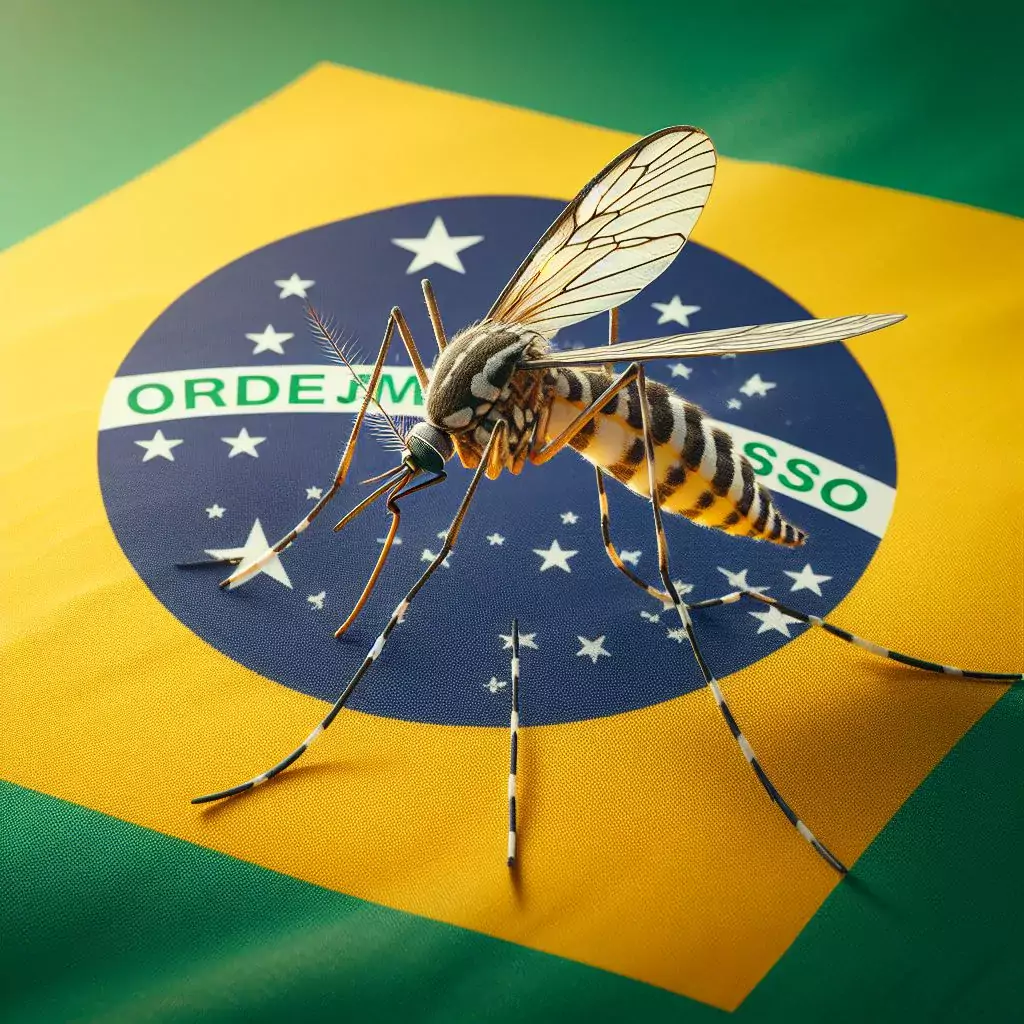 Zanzara Aedes Aegyti sull bandiera del Brasile